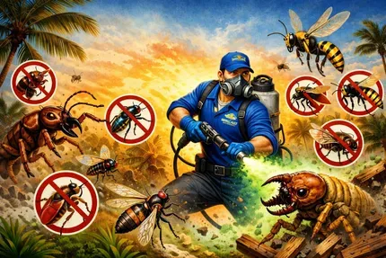Kona Pest Pros technician treating a Big Island home